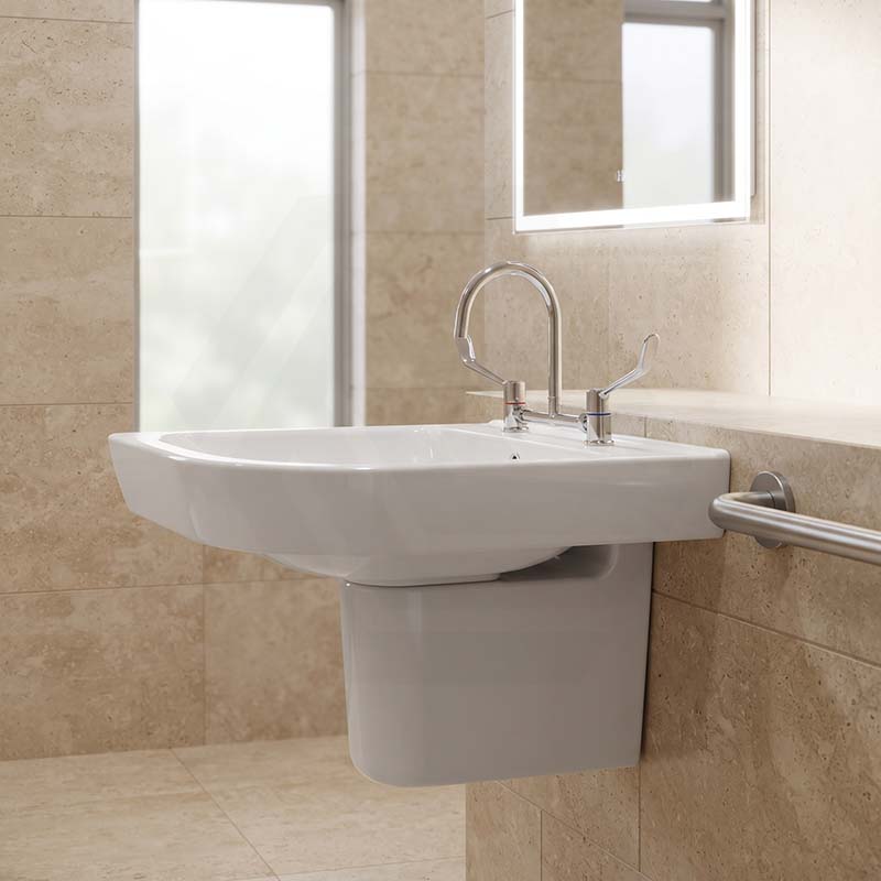 Linkware Chrome Solid Brass Lever Hob Sink Mixing Set For Care & Disabled