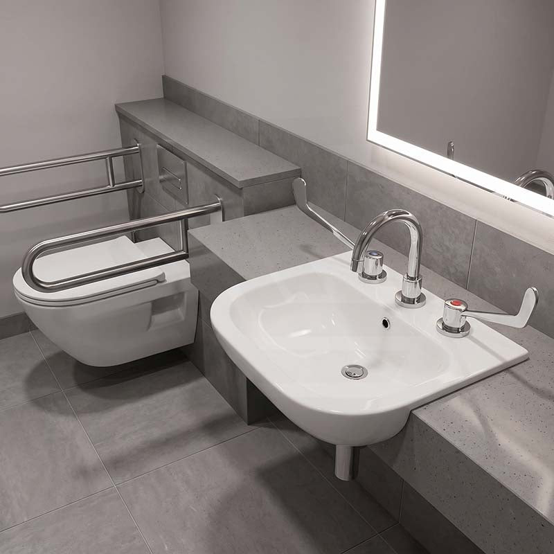 Linkware Solid Brass Lever Basin Set for Care and Disabled - Chrome