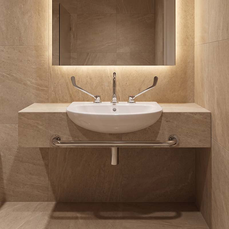 Linkware Solid Brass Lever Basin Set for Care and Disabled - Chrome