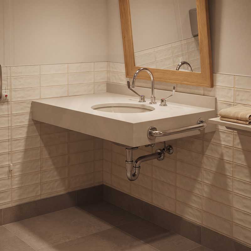 Linkware Chrome Solid Brass Gooseneck Swivel Lever Hob Sink Set For Care & Disabled