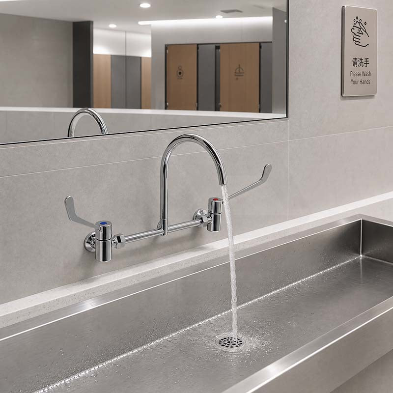 Linkware Chrome Solid Brass Lever Wall Mixing Set for Care and Disabled