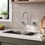 Linkware Chrome Solid Brass Lever Wall Mixing Set for Care and Disabled