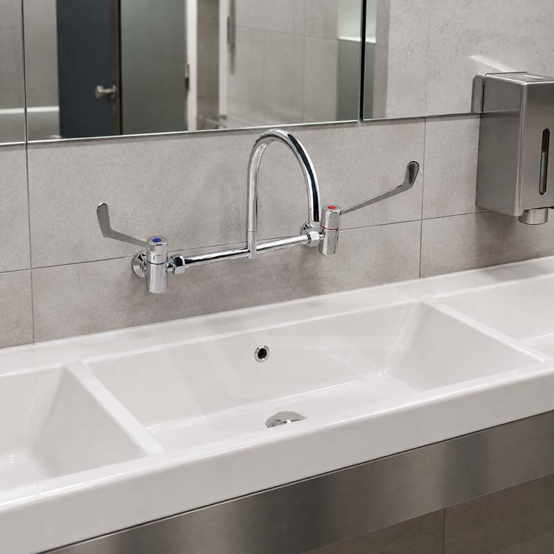 Linkware Chrome Solid Brass Lever Wall Mixing Set for Care and Disabled