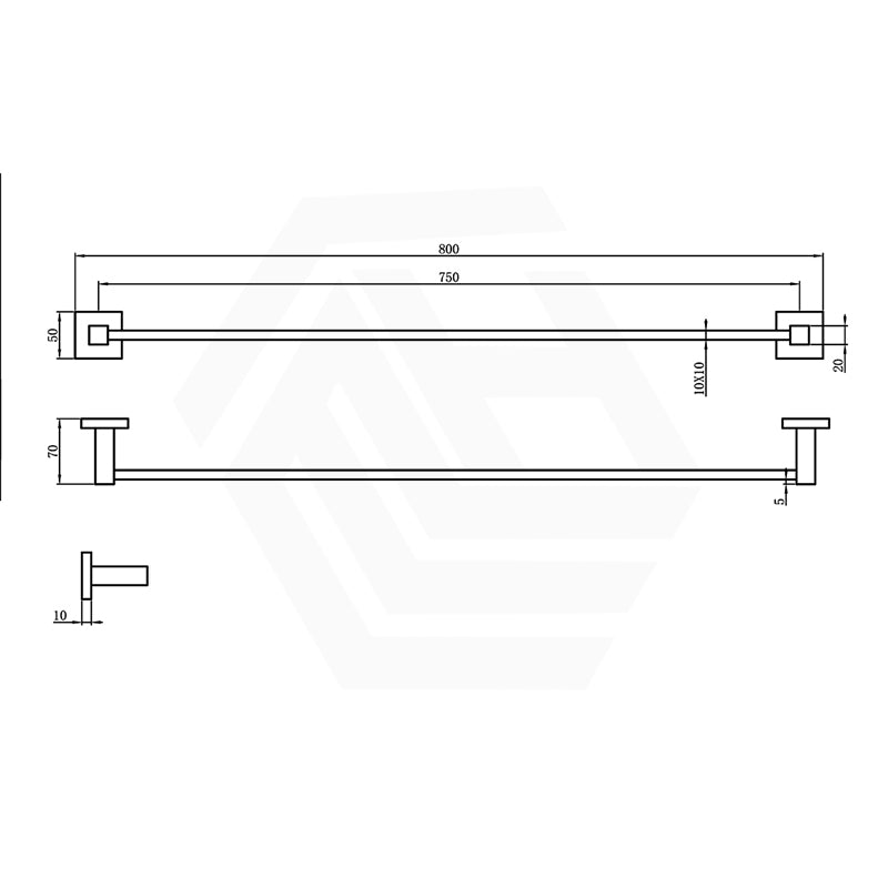 Linkware 800mm Double Towel Rail Wall Mounted Matt Black/Chrome