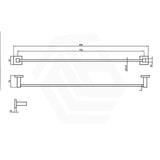 Linkware 800mm Double Towel Rail Wall Mounted Matt Black/Chrome