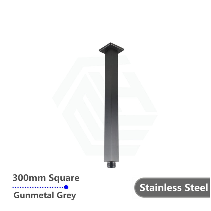 300/600Mm Square Ceiling Shower Arm Gunmetal Grey 300Mm