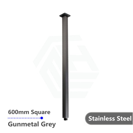 300/600mm Square Ceiling Shower Arm Gunmetal Grey 600mm