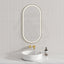 450X900Mm Beau Monde Led Mirror Oval Gunmetal Grey Framed Touch Sensor Backlit For Bathroom Mirrors