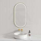 450X900Mm Beau Monde Led Mirror Oval Gunmetal Grey Framed Touch Sensor Backlit For Bathroom Mirrors