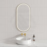 450X900Mm Beau Monde Led Mirror Oval Gunmetal Grey Framed Touch Sensor Backlit For Bathroom Mirrors