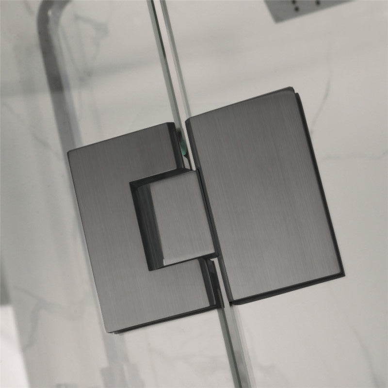 685-1400Mm L Shape Frameless Shower Screen Hinge Door Fix Panel Gunmetal Grey Fittings 10Mm Glass