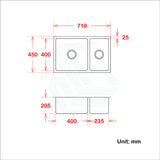 710X450X205mm 1.2mm Dark Grey Stainless Steel Handmade Double Bowls Top/undermount Kitchen Sink