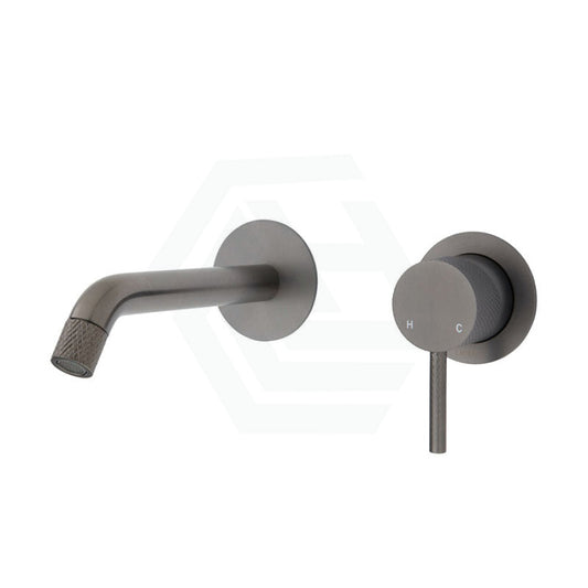 M#1(Gunmetal Grey) Fienza Axle Wall Basin Bath Mixer Set Small Round Plates Bath/Basin Tap Sets