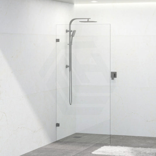 Tempered Glass Frameless Walk-in Shower Screen Fixed Panel Gunmetal Grey 300-1200mm