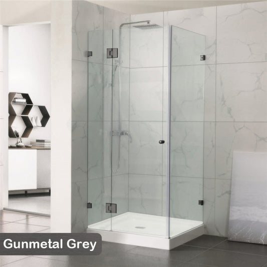 From 800Mm To 1200Mm Square Shower Screen Pivot Door With Return Panel Gunmetal Grey Frameless 10Mm