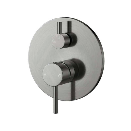 M#1(Gunmetal Grey) Norico Round Brushed Gunmetal Grey Shower/Bath Mixer With Diverter Wall Mounted