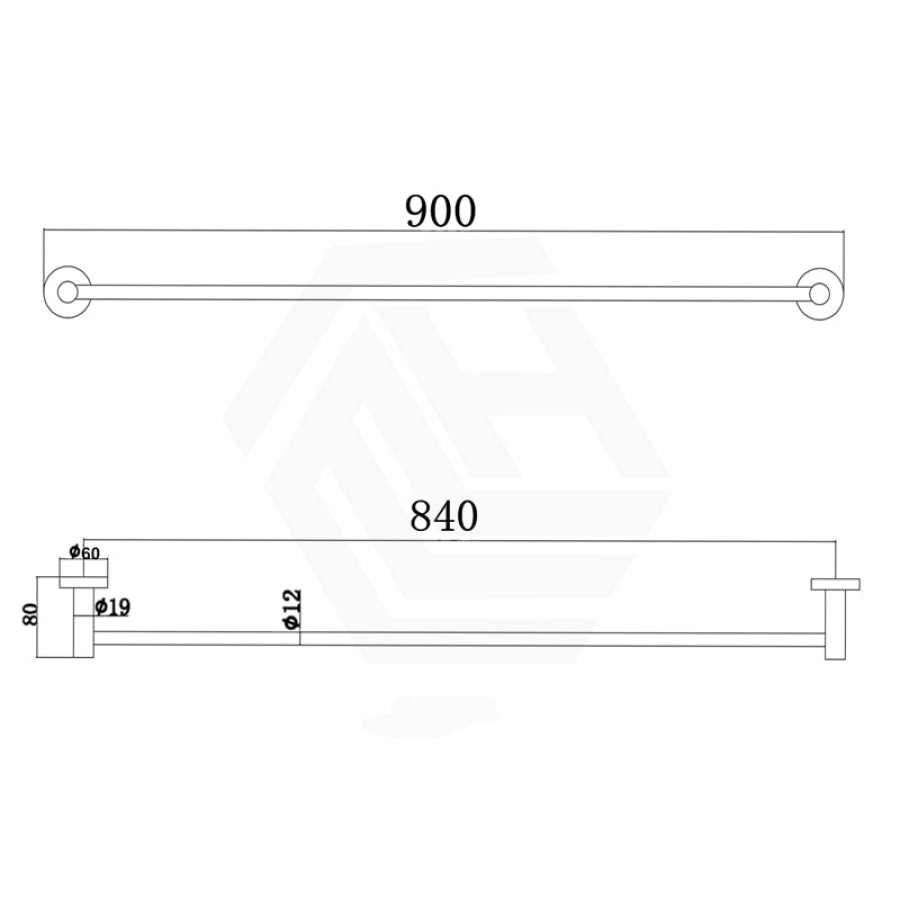 M#1(Gunmetal Grey) Norico Round Brushed Gunmetal Grey Single Towel Rack Rail 900mm Stainless Steel