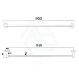 M#1(Gunmetal Grey) Norico Round Brushed Gunmetal Grey Single Towel Rack Rail 900mm Stainless Steel