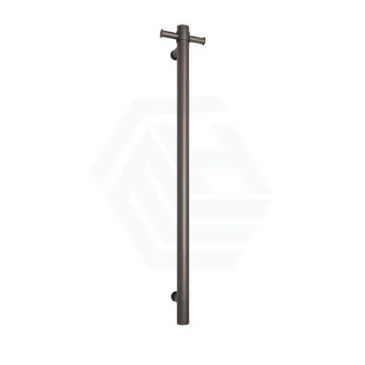 M#1(Gunmetal Grey) Thermogroup 900Mm Gun Metal Straight Round Vertical Single Heated Towel Rail
