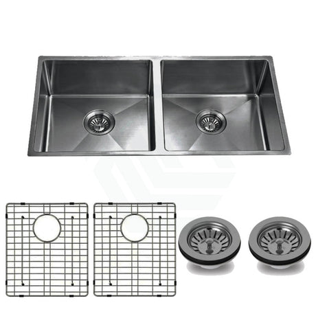 770X450X215mm Brushed Gunmetal Pvd 1.2mm Handmade Top/undermount Double Bowls Kitchen Sink
