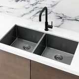 770X450X215mm Brushed Gunmetal Pvd 1.2mm Handmade Top/undermount Double Bowls Kitchen Sink