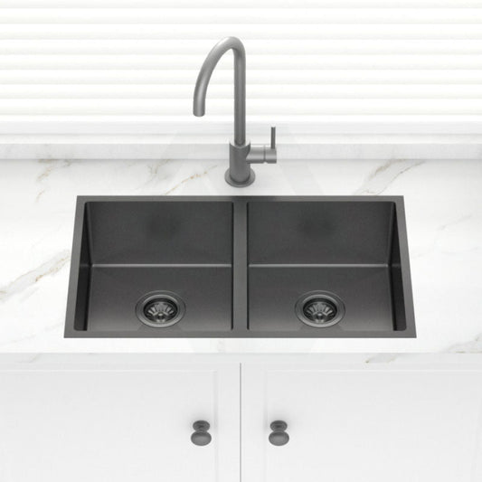 Stainless Steel Kitchen Sink Double Bowls 770mm Brushed Gunmetal