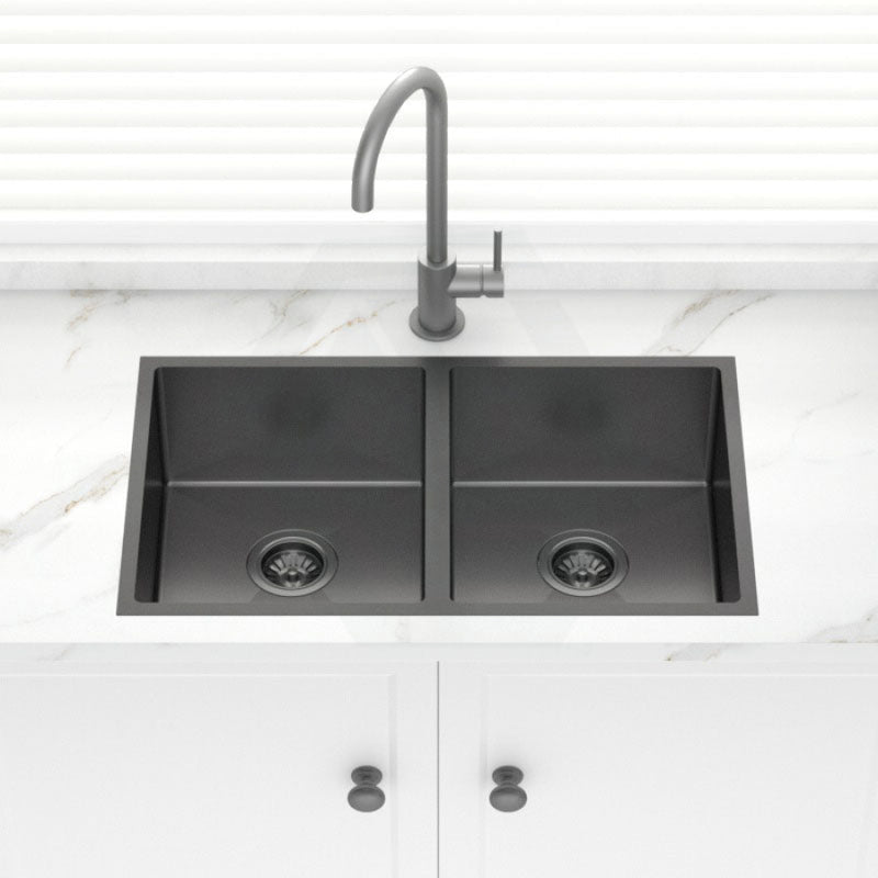 Stainless Steel Kitchen Sink Double Bowls 770mm Brushed Gunmetal