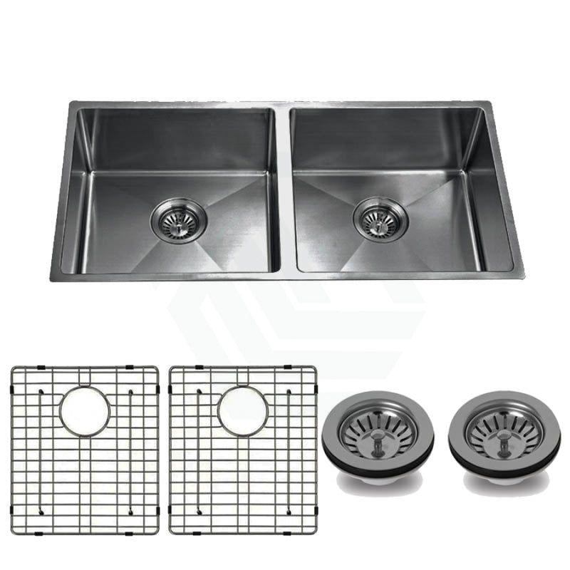 770X450X215Mm Brushed Gunmetal Pvd 1.2Mm Handmade Top/undermount Double Bowls Kitchen Sink