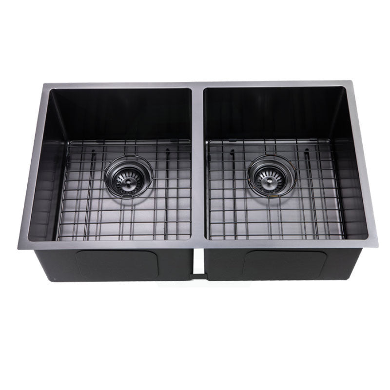 820X457X230Mm Brushed Gunmetal / Black Pvd Double Bowls Kitchen Sink Top/undermount