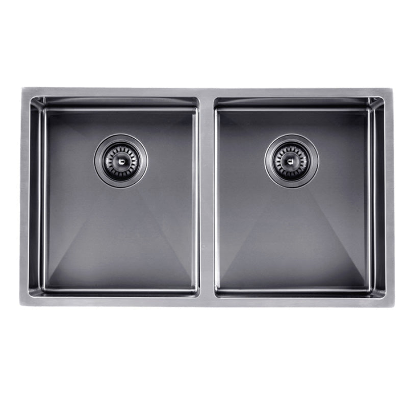 820X457X230Mm Brushed Gunmetal / Black Pvd Double Bowls Kitchen Sink Top/undermount