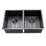 820X457X230mm Brushed Gunmetal / Black Pvd Double Bowls Kitchen Sink Top/undermount