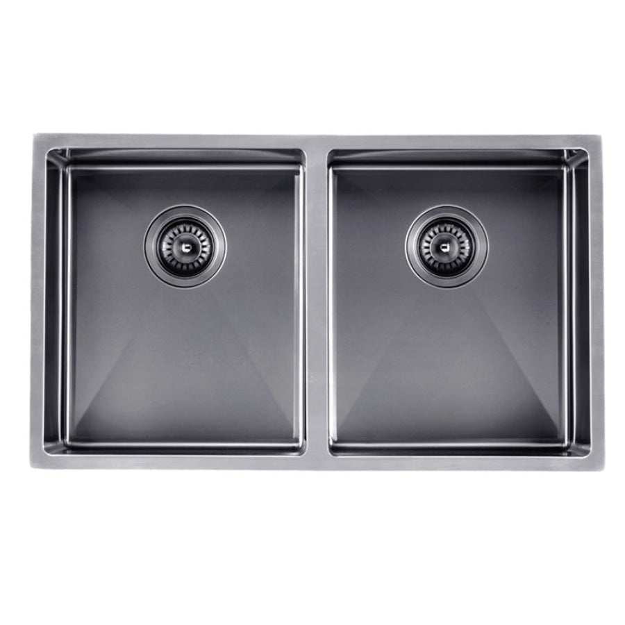 820X457X230mm Brushed Gunmetal / Black Pvd Double Bowls Kitchen Sink Top/undermount