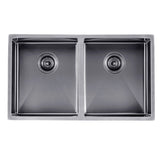 820X457X230mm Brushed Gunmetal / Black Pvd Double Bowls Kitchen Sink Top/undermount