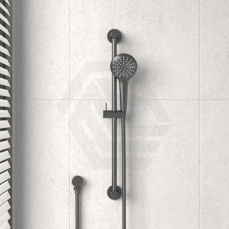 M#3(Gunmetal Grey) Meir Round Three Function Hand Shower On Rail Column Pvd Shadow With Handheld