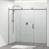 Tempered Glass Sliding Shower Screen 3 Panels Frameless Wall To Wall Gunmetal Grey