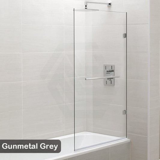 750/805/900Mm Bathtub Shower Screen Fixed Panel Gunmetal Grey Fittings 10Mm Tempered Glass