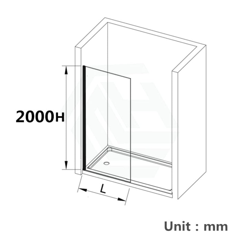 900/1000/1200X2000Mm Frameless Shower Screen Single Door Fixed Panel 10Mm Glass Gunmetal Grey