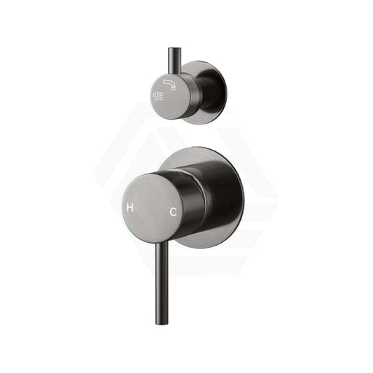 M#1(Gunmetal Grey) Norico Round Brushed Gunmetal Grey Shower/Bath Mixer With Diverter Brass Wall