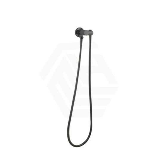 M#1(Gunmetal Grey) Round Gunmetal Grey Shower Holder Wall Connector & Hose Only With