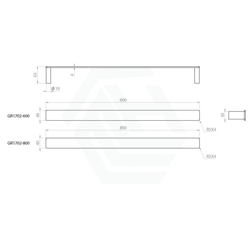 Linkware Gabe 600/800Mm Single Towel Rail Gun Metal 800Mm Gunmetal Grey Rails