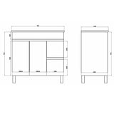 900/1500mm MDF Polyurethane Bathroom Freestanding Vanity White Cabinet ONLY & Ceramic Top Available