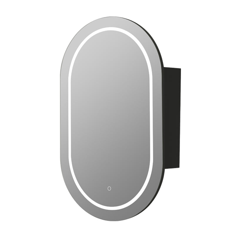 Lukka Allison Pill 450x900x150mm Oval Frontlit LED Shaving Cabinet Matt White / Matt Black