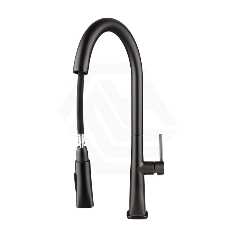 Matt Black Round Kitchen Sink Mixer Tap 360 Swivel And Pull Out For Mixers