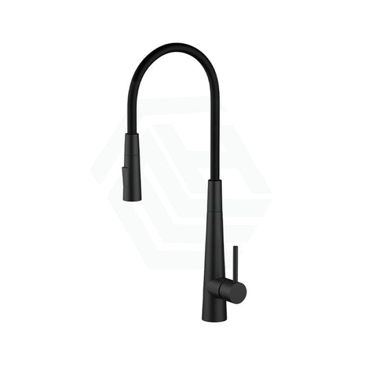 Matt Black Solid Brass Mixer Tap With Flexible Rubber Spout 360 Swivel For Kitchen Pull Down Sink