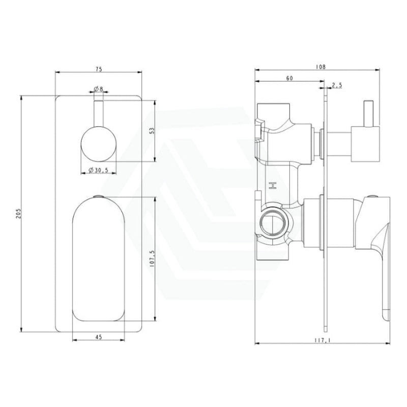 Matt Black Solid Brass Wall Mounted Mixer With Diverter For Shower And Bath Bathroom Products