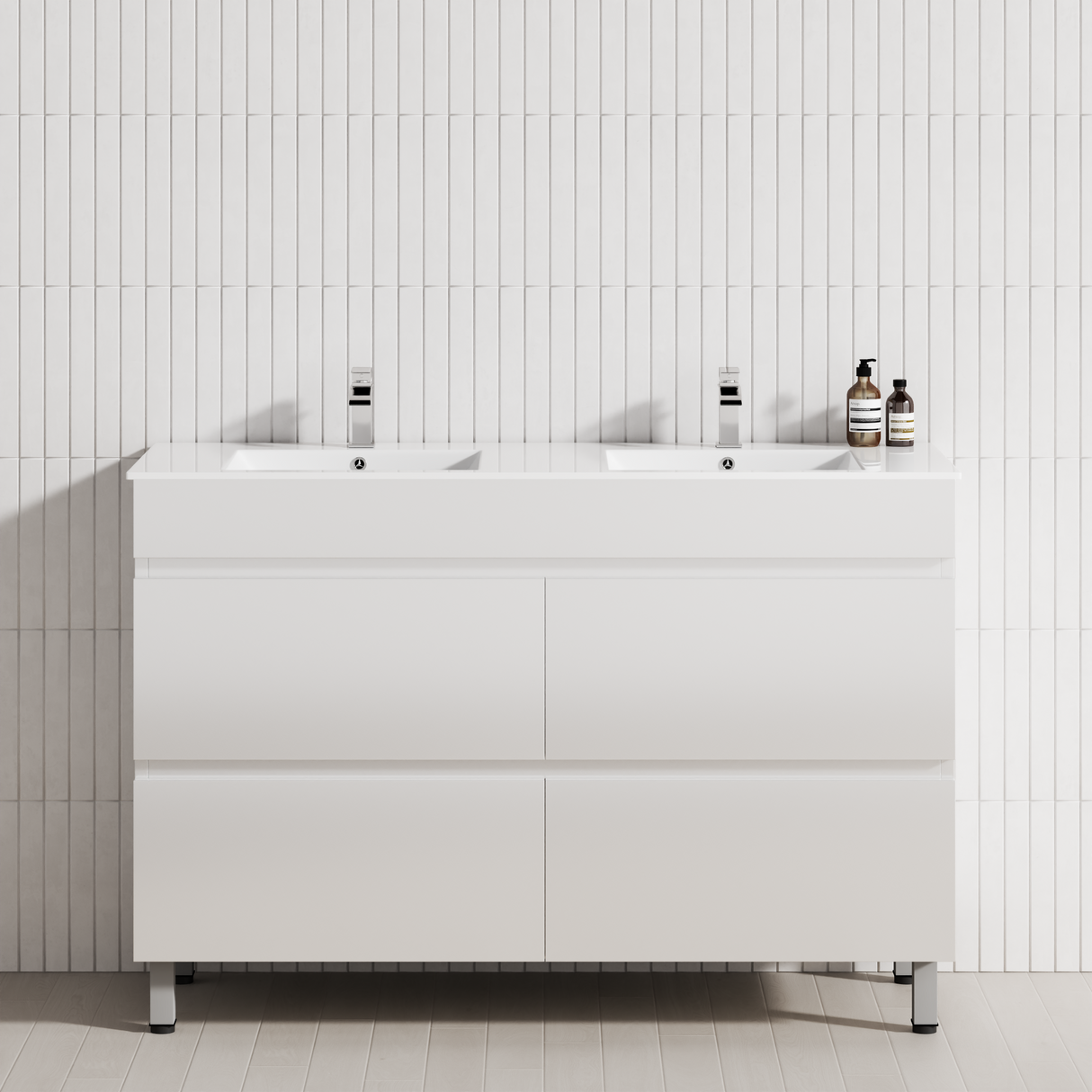 4-Drawer 1200/1500/1800mm Bathroom Freestanding Leg Vanity Single/Double Multi-Colour Cabinet Only