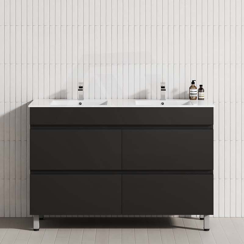 MCH 1200mm Matt Black Freestanding Leg Vanity with Double Bowls