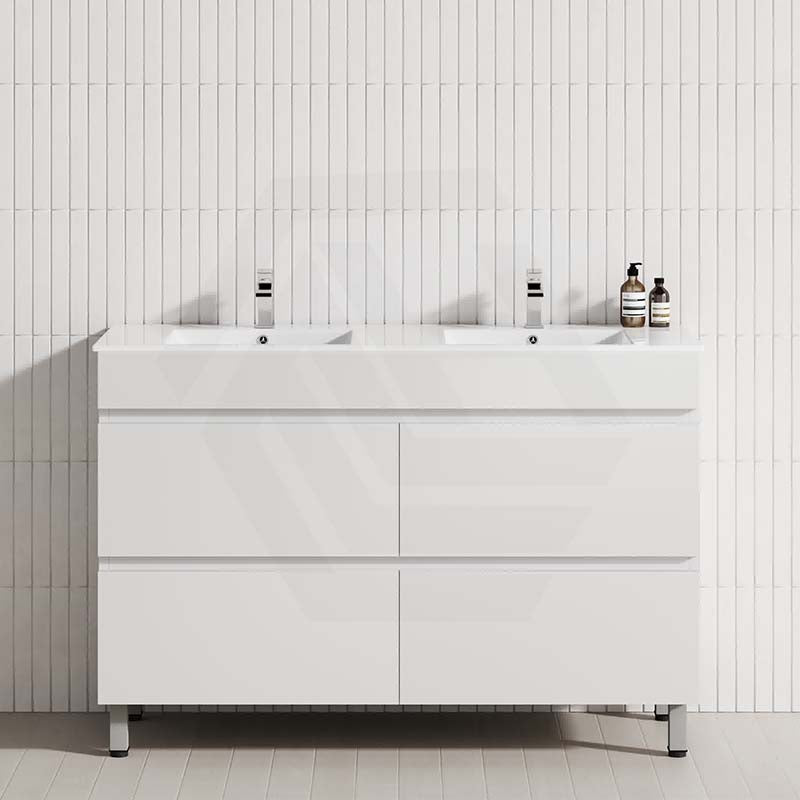 MCH 1200mm Matt White Freestanding Leg Vanity with Double Bowls