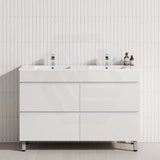 MCH 1200mm Matt White Freestanding Leg Vanity with Double Bowls