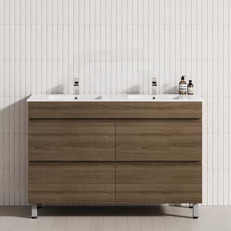 MCH 1200mm Notaio Walnut Freestanding Leg Vanity with Double Bowls